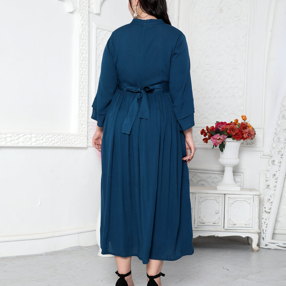 
                  
                    Pleated Partywear Dress With Golden Buttons
                  
                