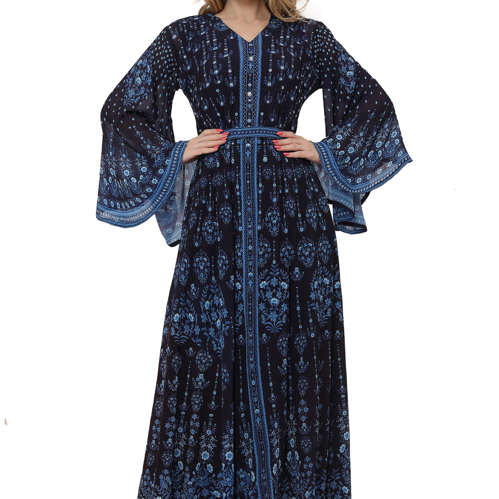 Digital Printed Kaftan Evening Gown