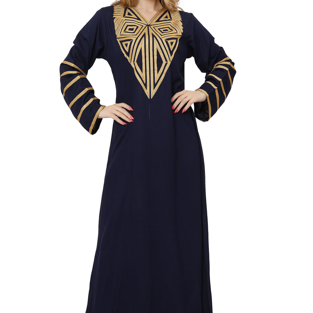 Kaftan Maxi Dress Thread Lace Embroidery Gown