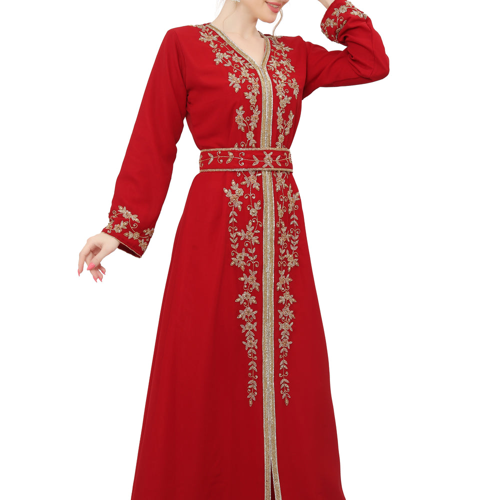 
                  
                    Designer Kaftan Hand Embroidered Moroccan Gown
                  
                