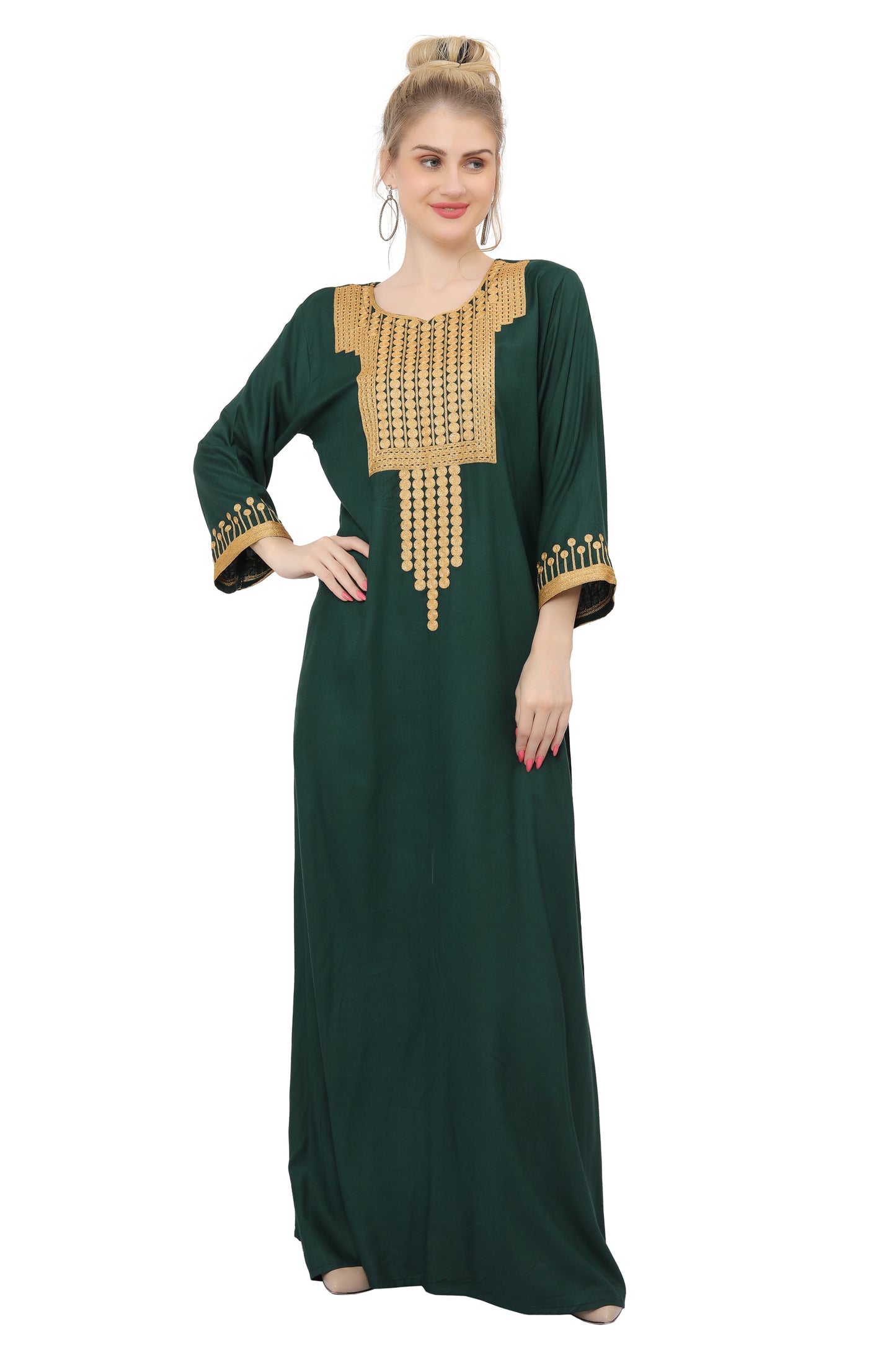 Golden Threadwork Embroidery Farasha Gown