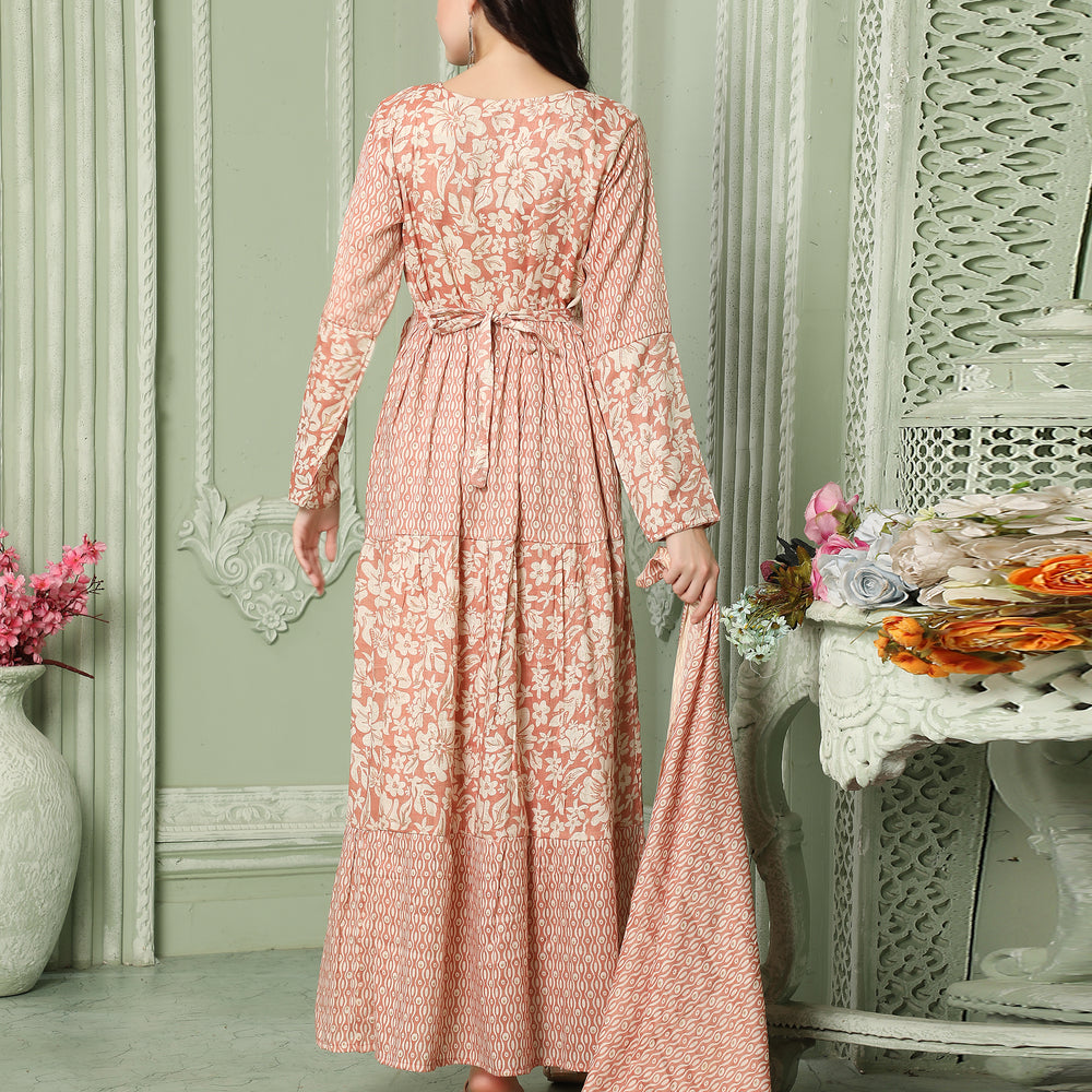 
                  
                    Designer-wear Flaired Farasha Dress With Block Pattern And Embroidery
                  
                