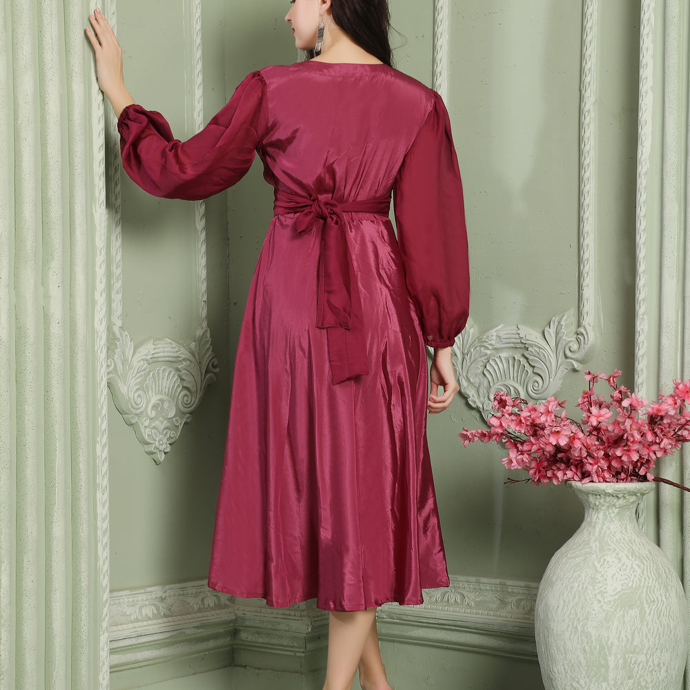 
                  
                    Pink Satin Classic Partywear Body Cut Dress
                  
                