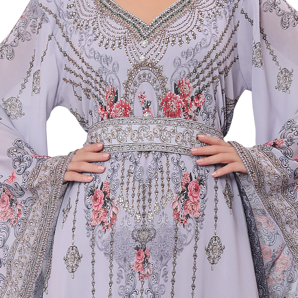 Arabian Gown With Digital Kaftan Party Dress