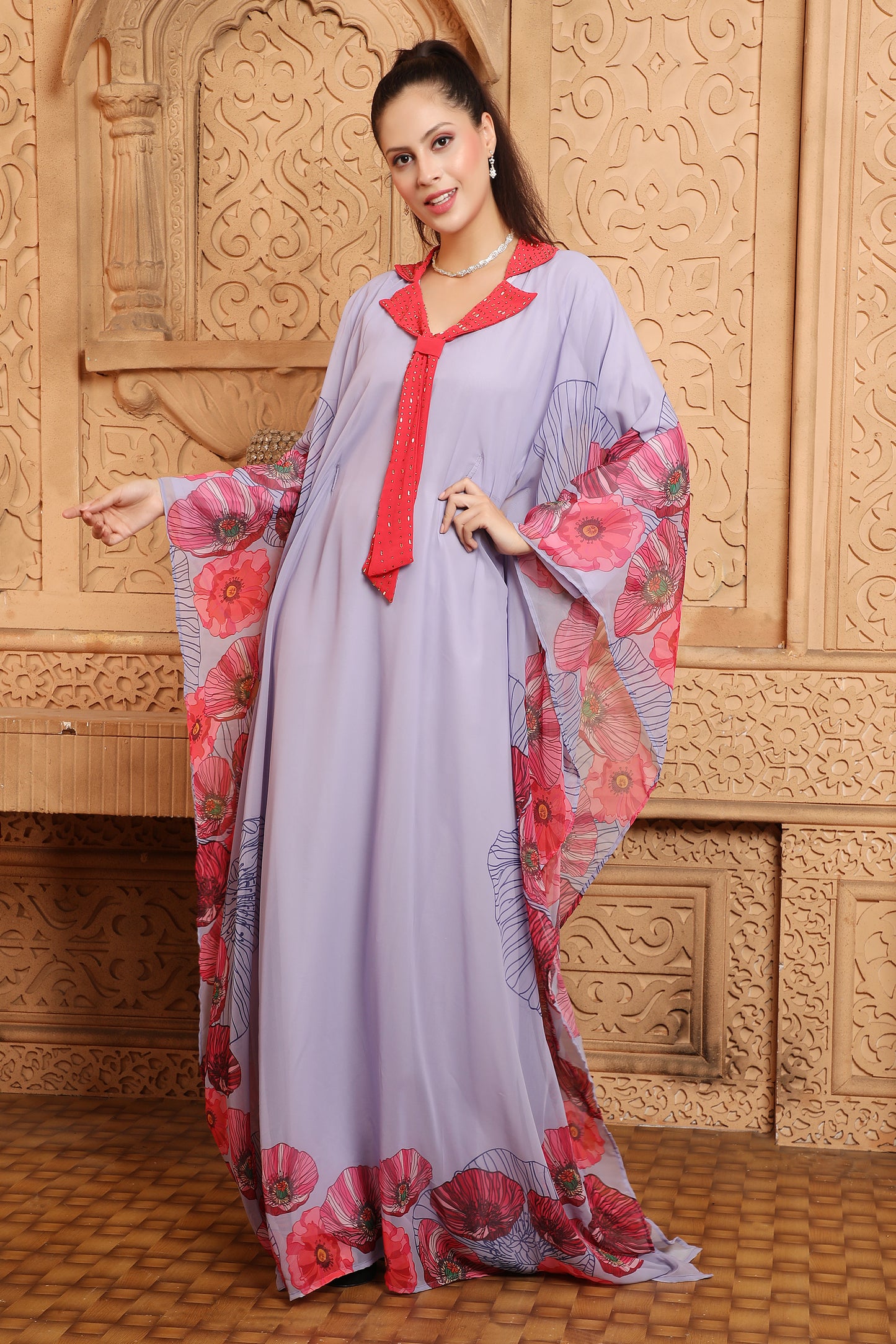 Dubai Kaftan Digital Printed Long Maxi Dress In Maxim Creation