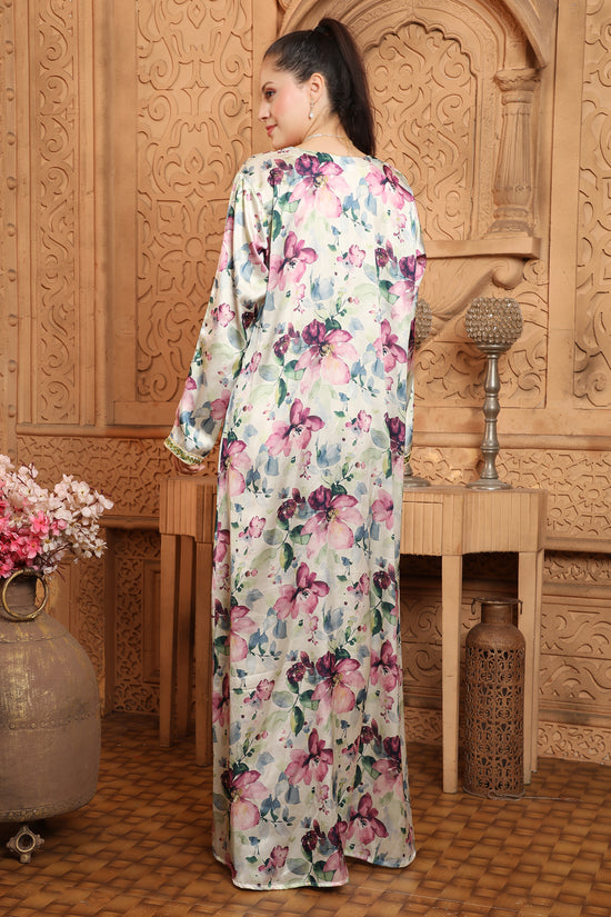 Designer Eid Kaftan Thread Embroidery Takchita Wedding Gown