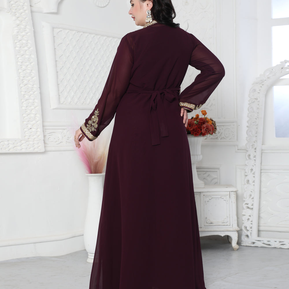 
                  
                    Floral Pattern Golden Hand Embellished Kaftan Dress
                  
                