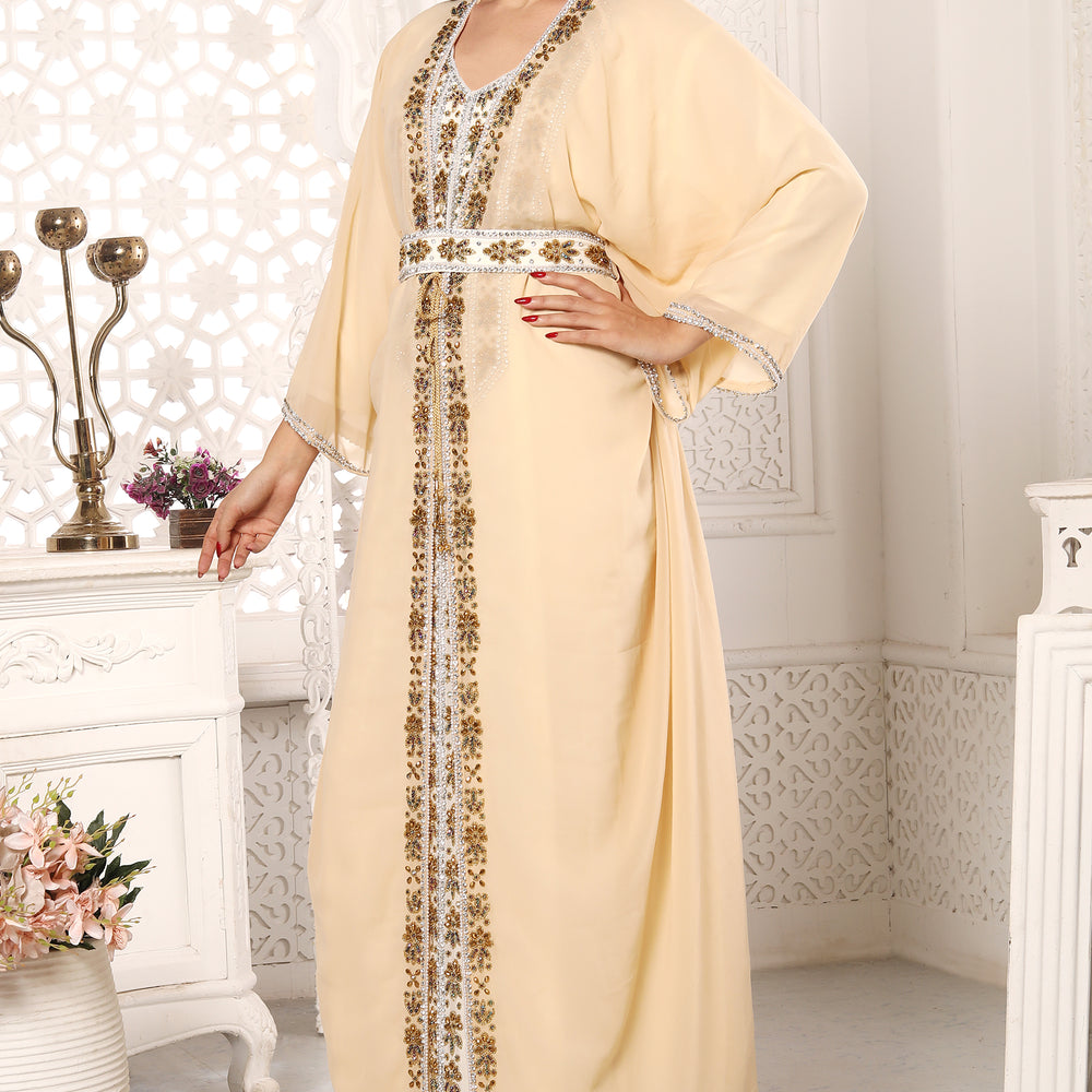 
                  
                    Eid Morocco Gown Women Takchita Beige Dress
                  
                