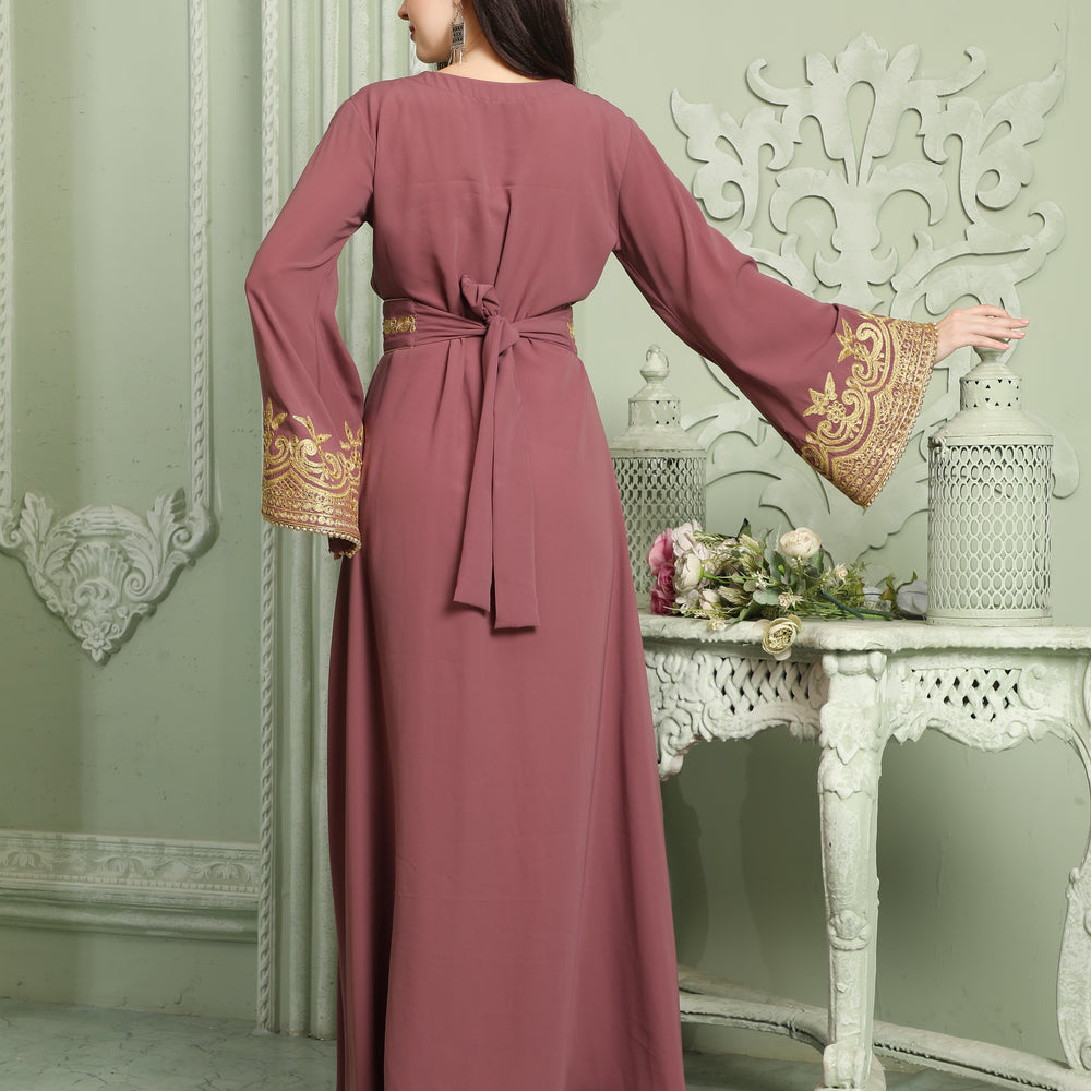 
                  
                    Designer Jalabiya Caftan With Golden Hand Embroidery
                  
                