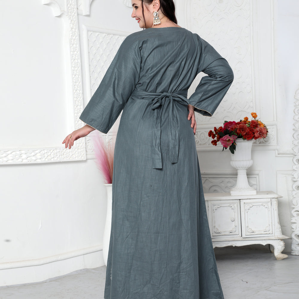 
                  
                    Aabla Work Mirror Finish Jalabiya Kaftan For Women
                  
                