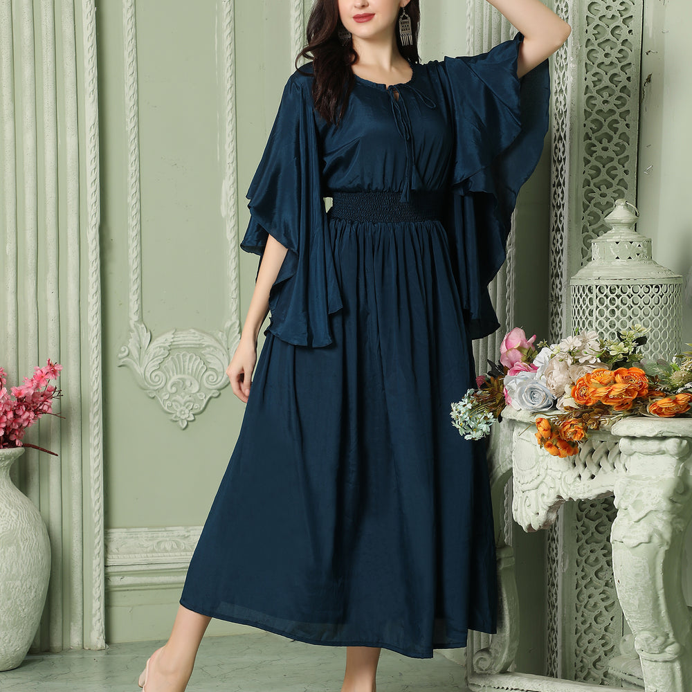 Dubai Style Half Sleeve Dress with Frills
