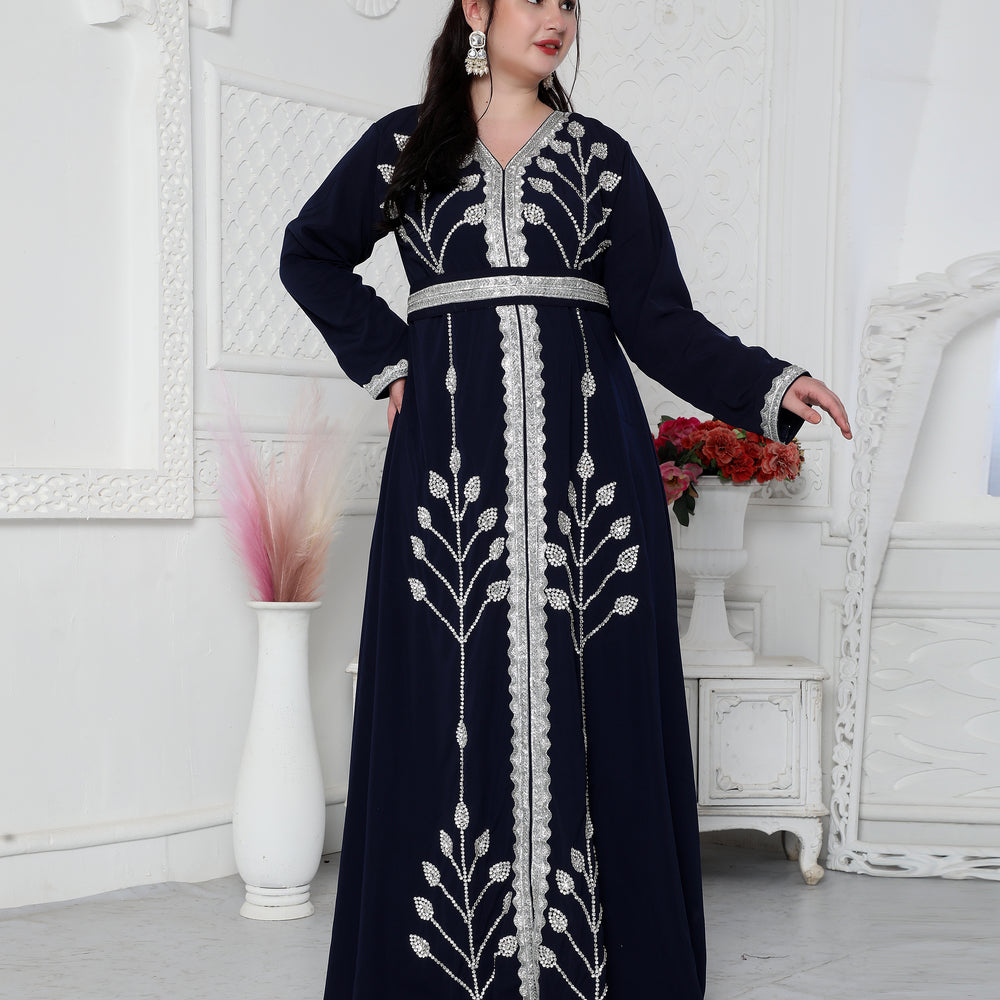 
                  
                    Navy Blue Kaftan With Hand Embroidery And Cut Dana
                  
                
