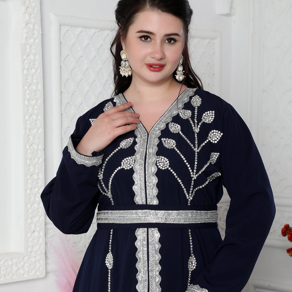 
                  
                    Navy Blue Kaftan With Hand Embroidery And Cut Dana
                  
                