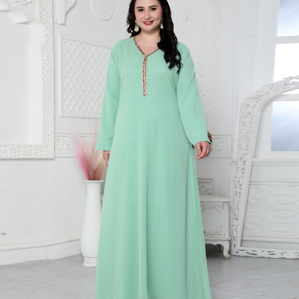 
                  
                    Arabic Style Kaftan With Crystal Hand Embroidery
                  
                