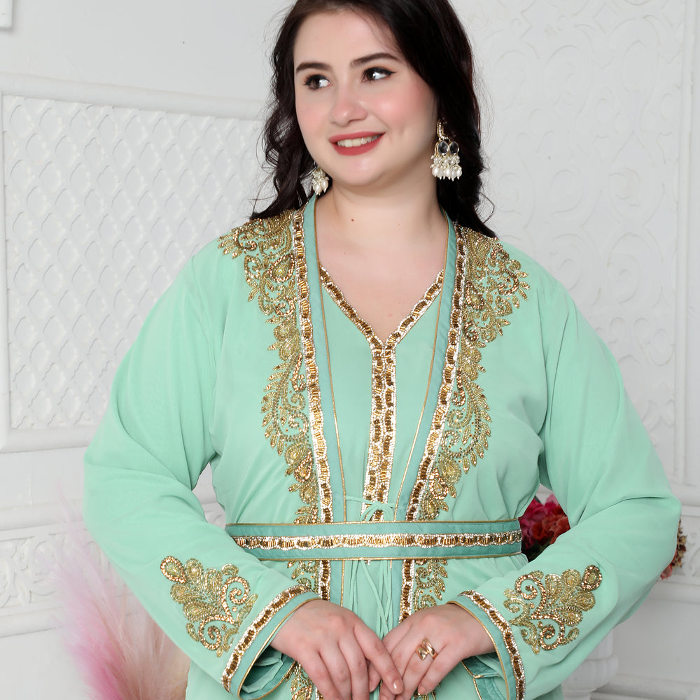 
                  
                    Arabic Style Kaftan With Crystal Hand Embroidery
                  
                