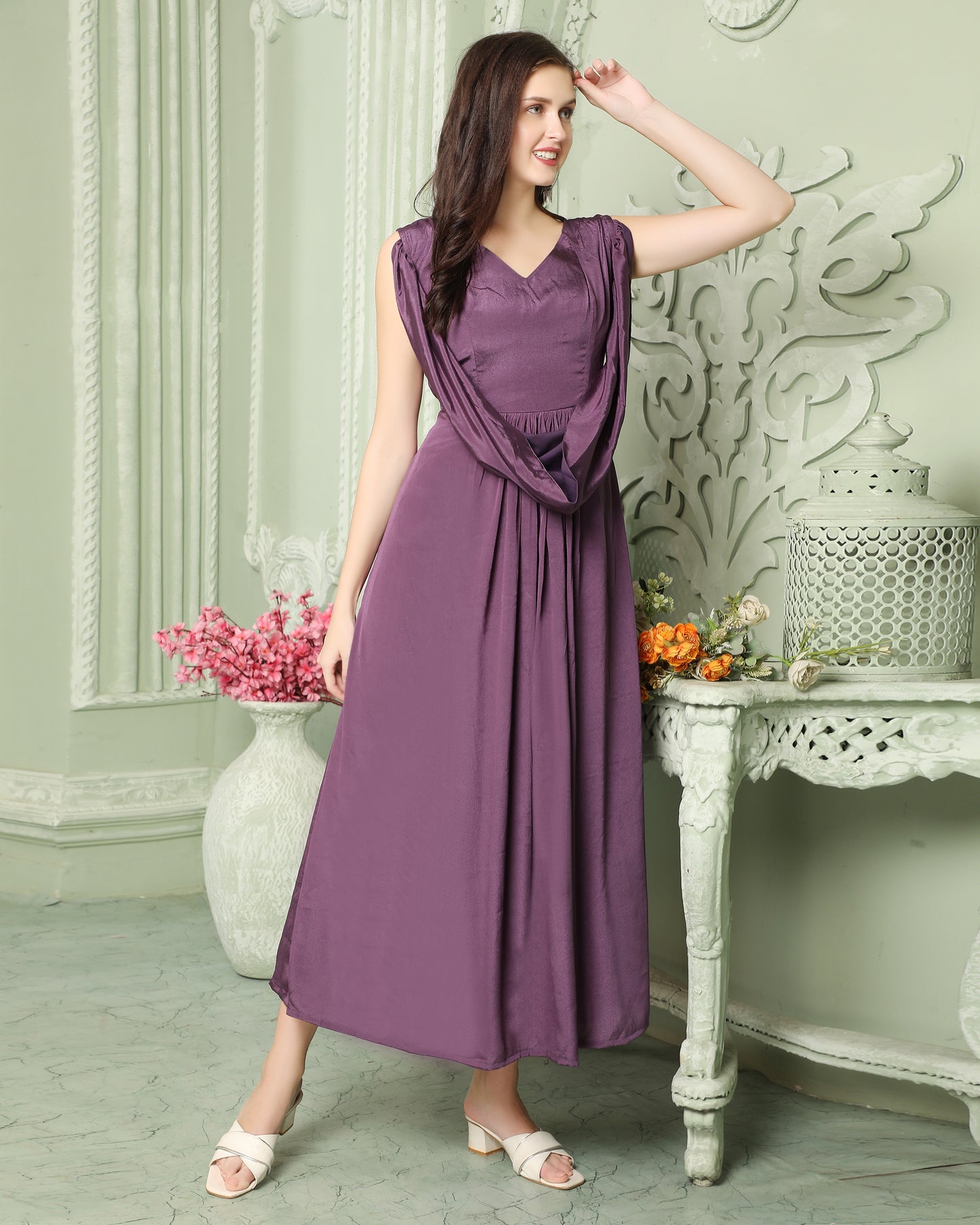 Classic Cowl Neck Partywear Dress