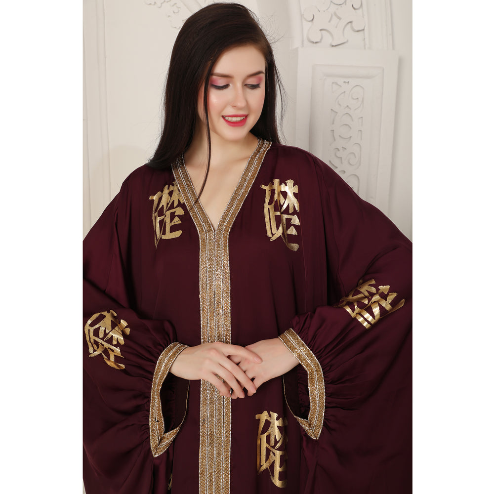 
                  
                    Arabic Kaftan Farasha with Crystal lace & Block Printed fabric
                  
                