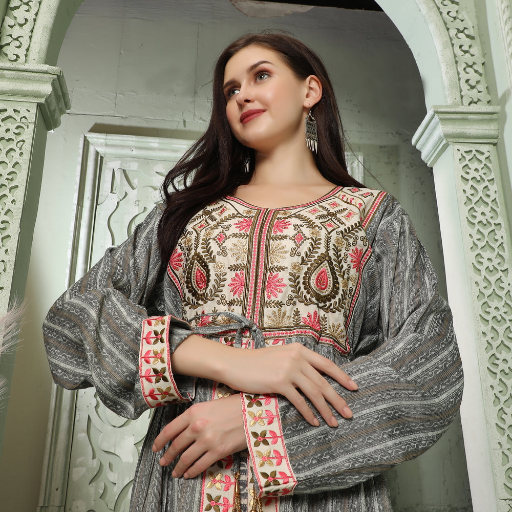 
                  
                    Designer-wear Kaftan With Embroidery And Block Print Pattern
                  
                