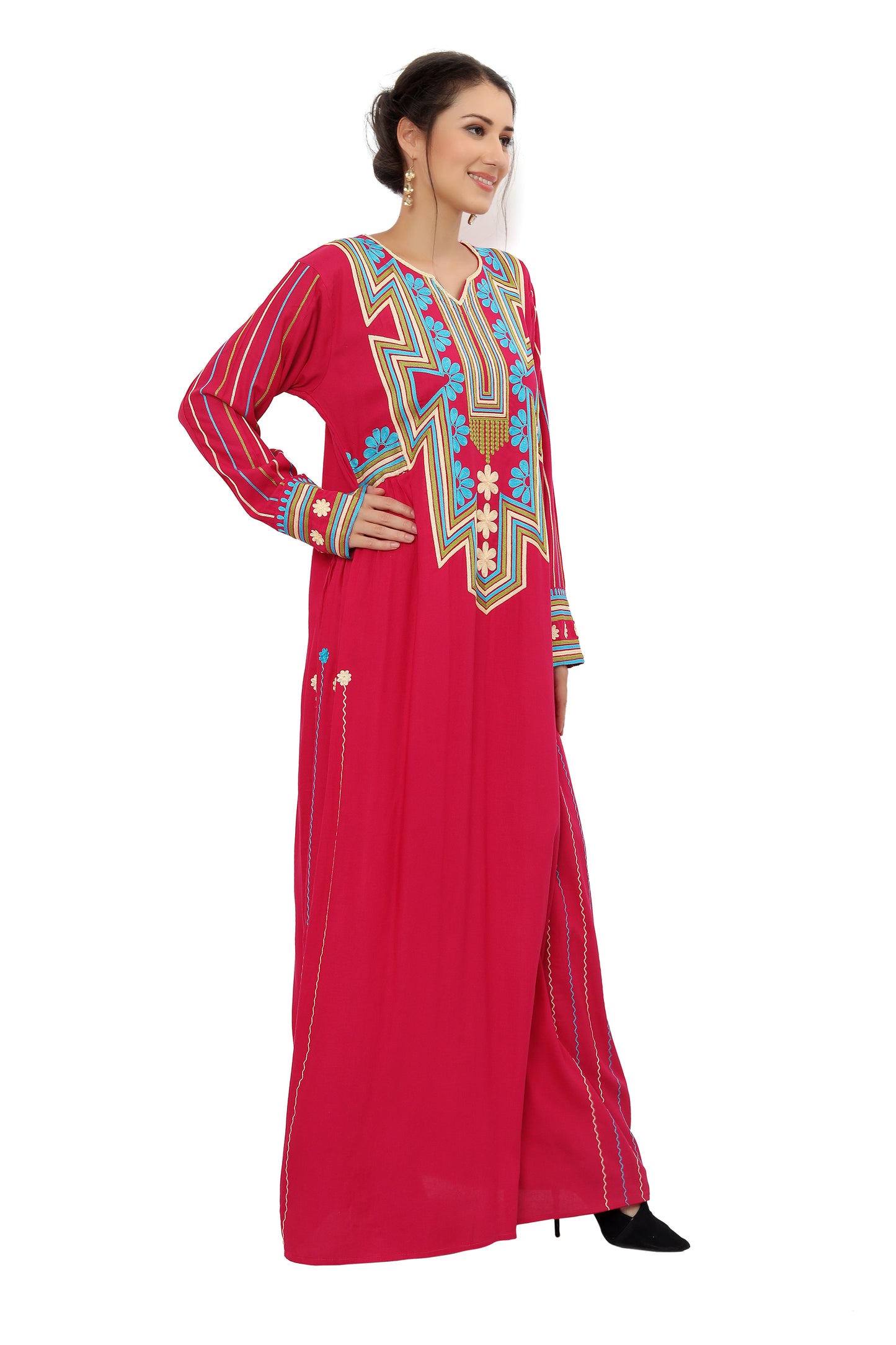 Kaftan Maxi Dress Thread Embroidery Takchita