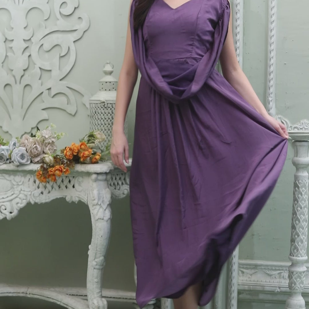 
                  
                    Load and play video in Gallery viewer, Classic Cowl Neck Partywear Dress
                  
                