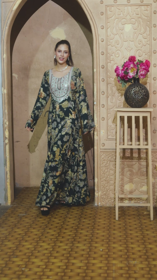 Load and play video in Gallery viewer, Designer Mukhawar style Caftan Jalabiya Gown
