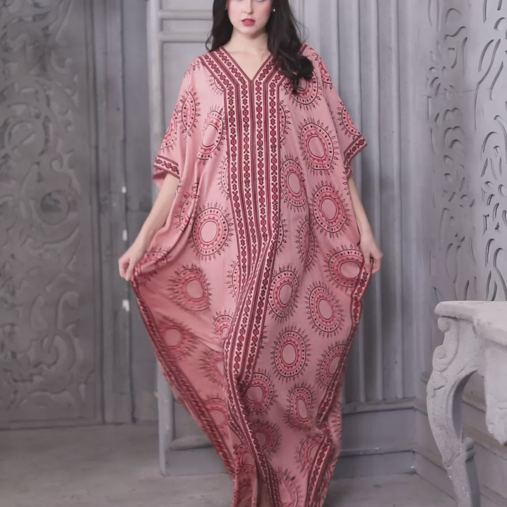 
                  
                    Load and play video in Gallery viewer, Rust Pink Kimono Style Arabic Kaftan Farasha
                  
                