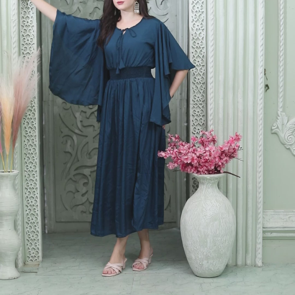 
                  
                    Load and play video in Gallery viewer, Dubai Style Half Sleeve Dress with Frills
                  
                