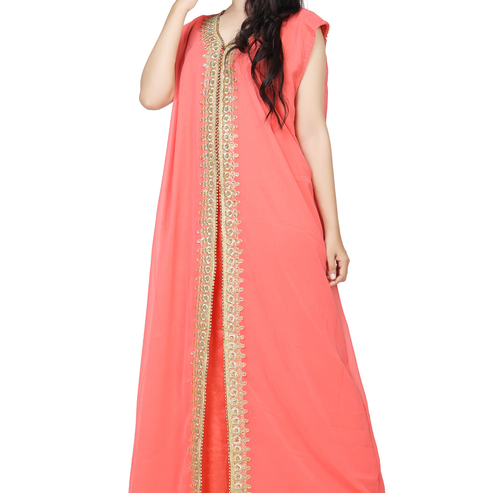 
                  
                    Kaftan With Golden Lace Work - Maxim Creation
                  
                