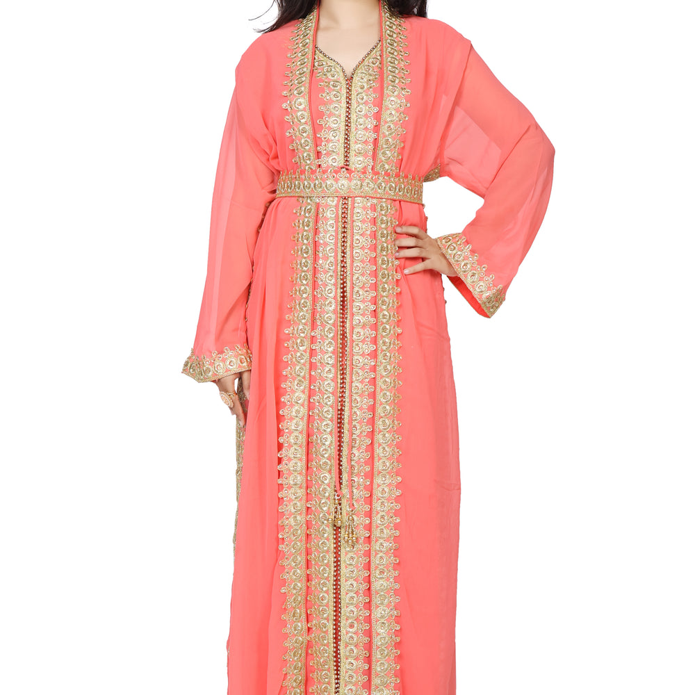 
                  
                    Kaftan With Golden Lace Work - Maxim Creation
                  
                