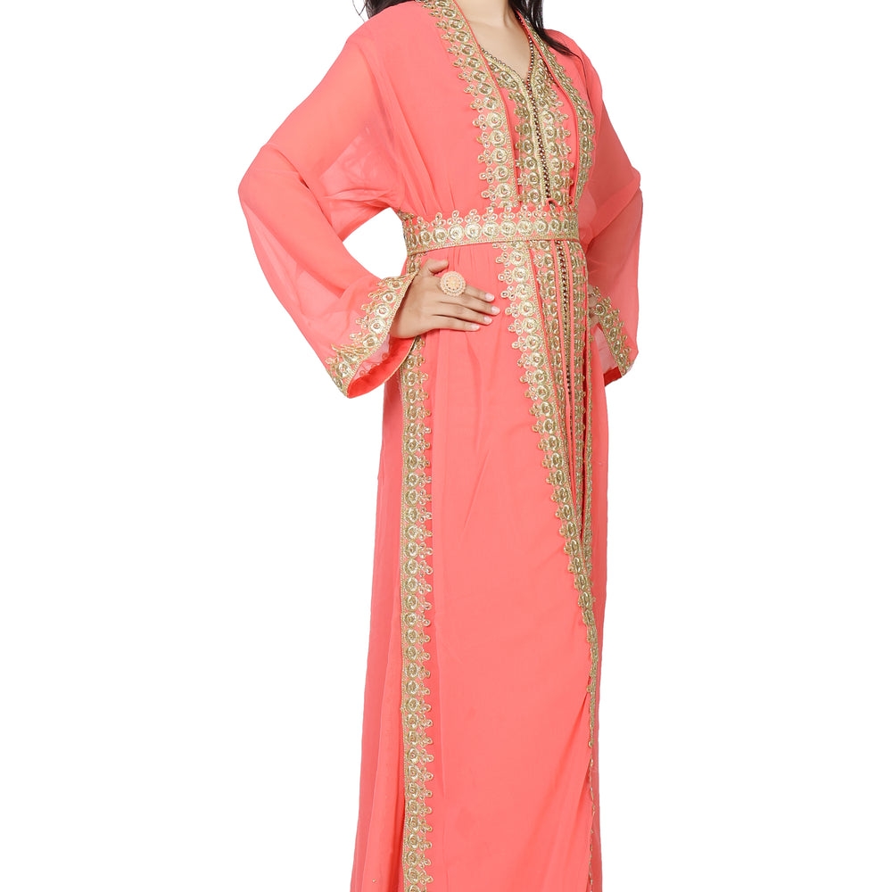 
                  
                    Kaftan With Golden Lace Work - Maxim Creation
                  
                