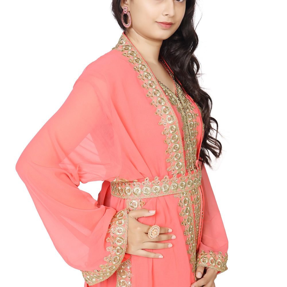 
                  
                    Kaftan With Golden Lace Work - Maxim Creation
                  
                