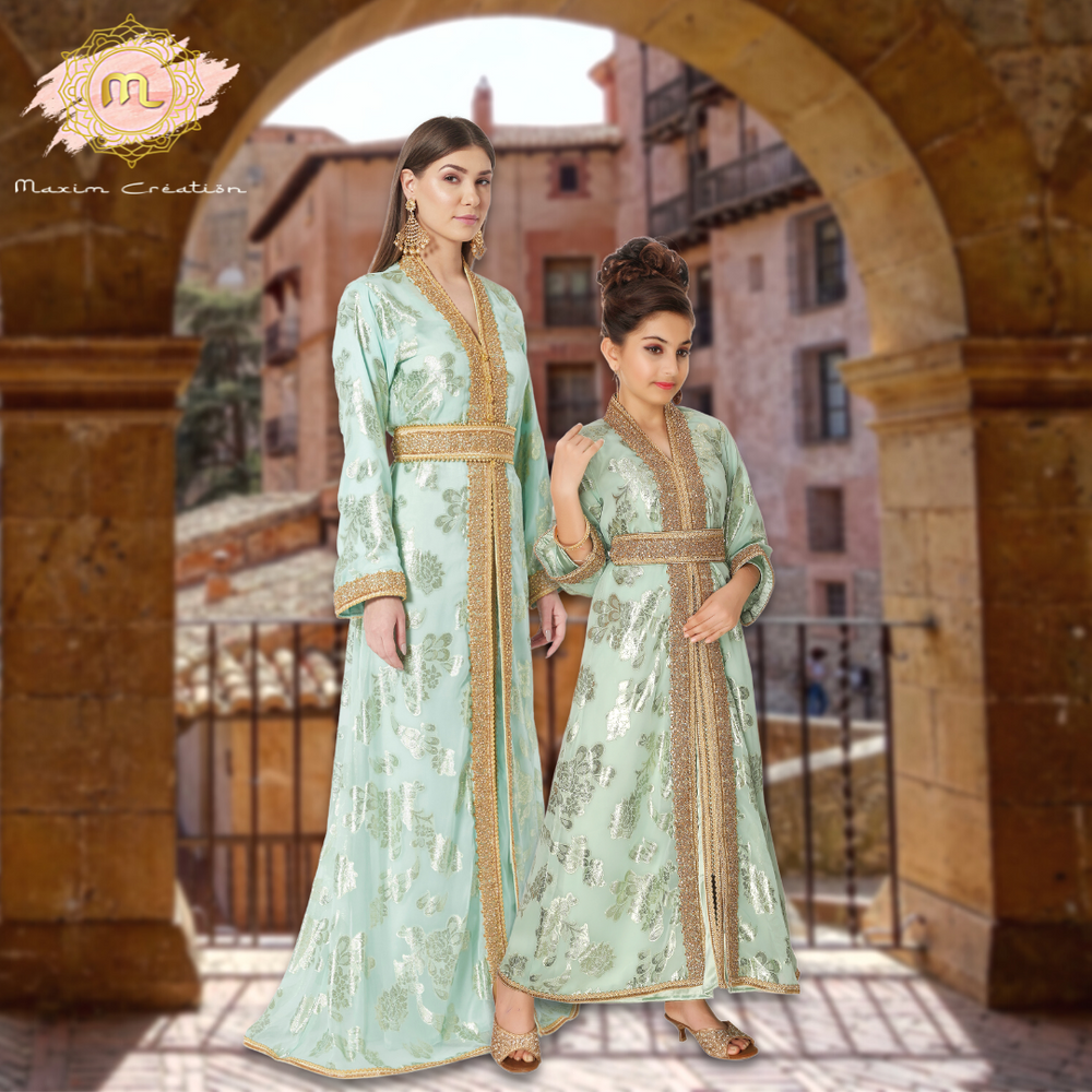
                  
                    Designer Khaleeji Thobe Wedding Gown Mother Daughter Combo set - Maxim Creation
                  
                