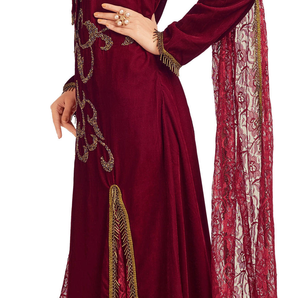 
                  
                    Designer Ball Gown With Crystal Hand work - Maxim Creation
                  
                