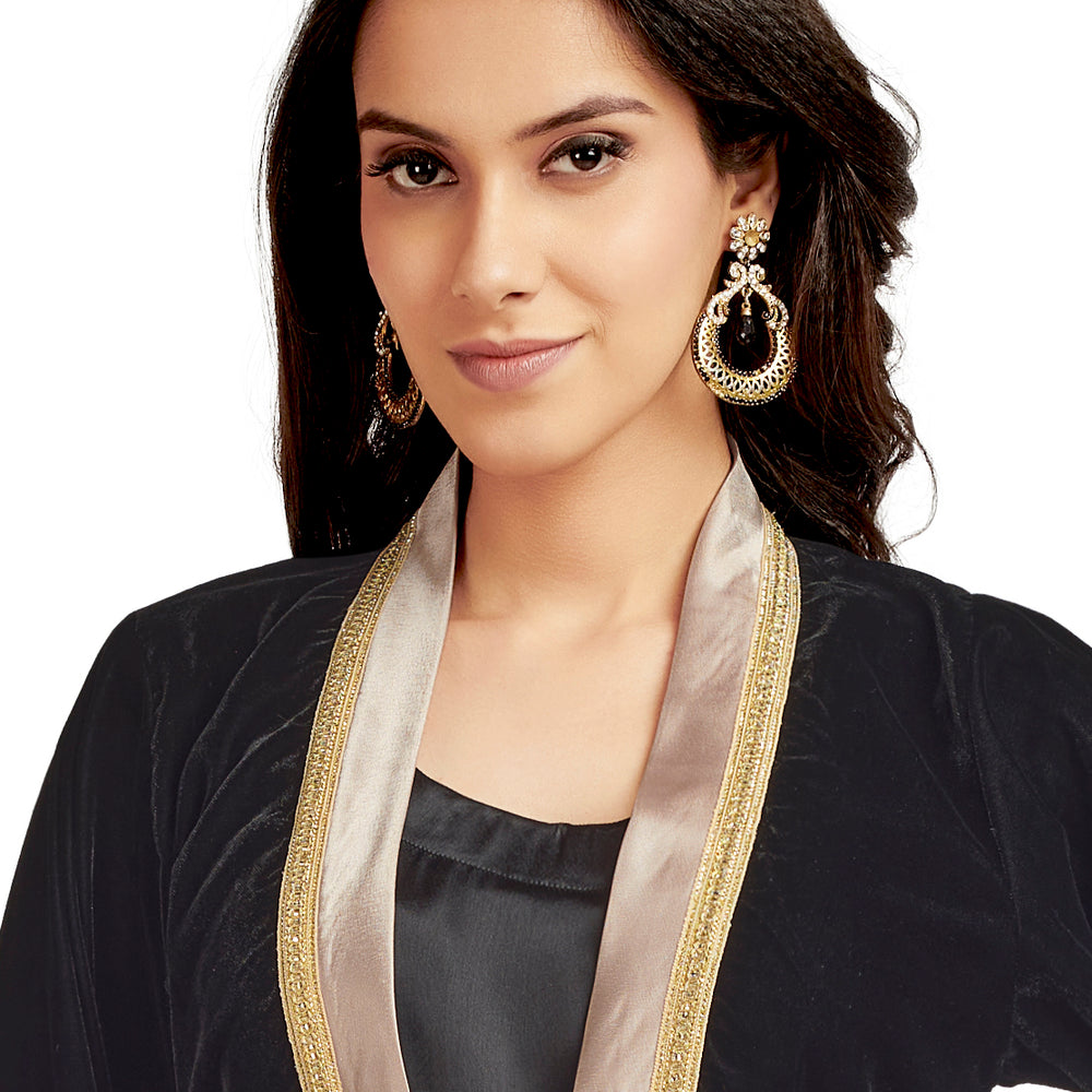 Classic Black Velvet Party Gown - Maxim Creation