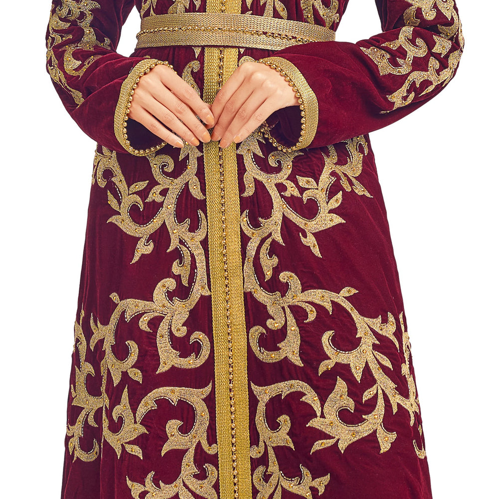 
                  
                    Wine Velvet Wedding Luxury Gown - Maxim Creation
                  
                
