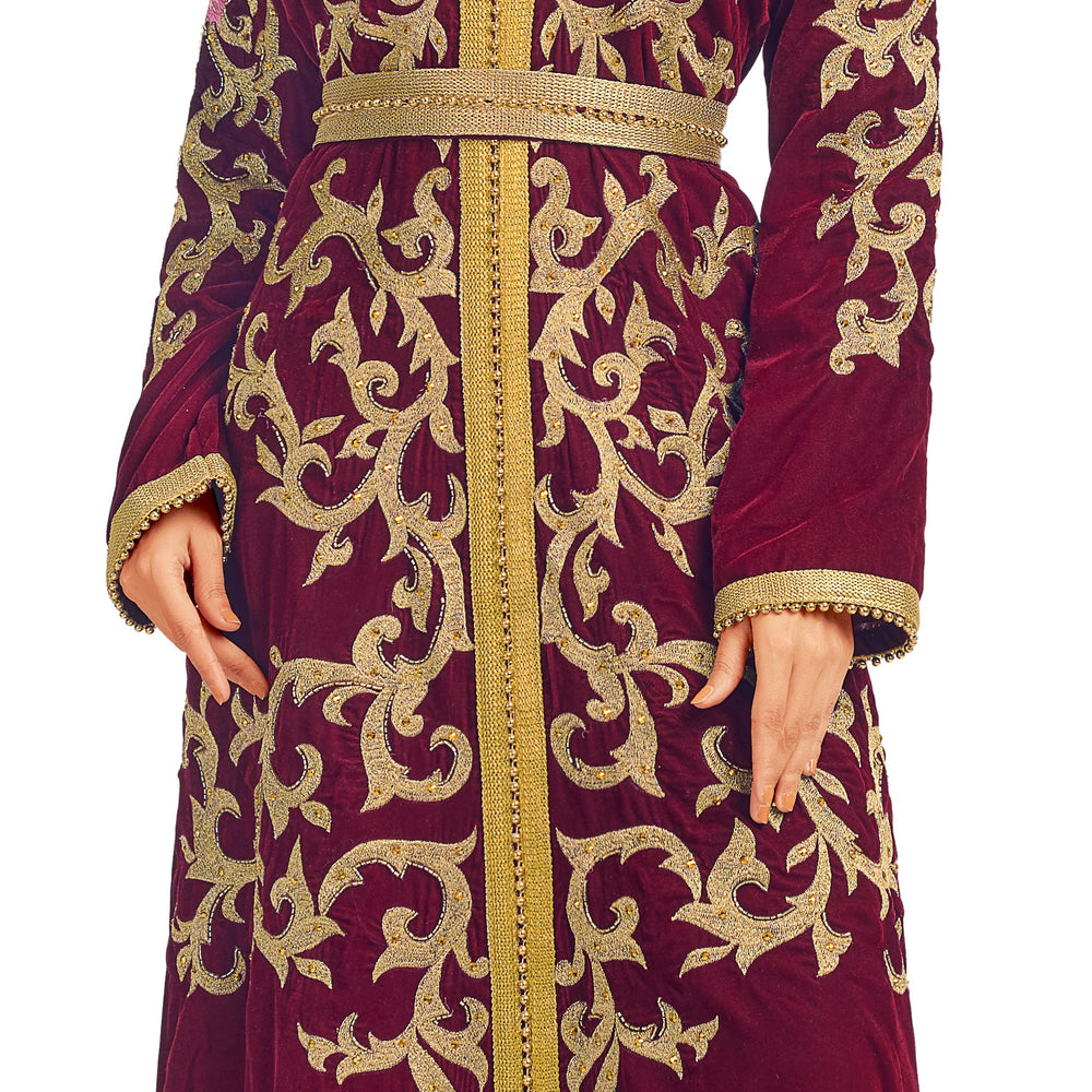 Wine Velvet Wedding Luxury Gown - Maxim Creation