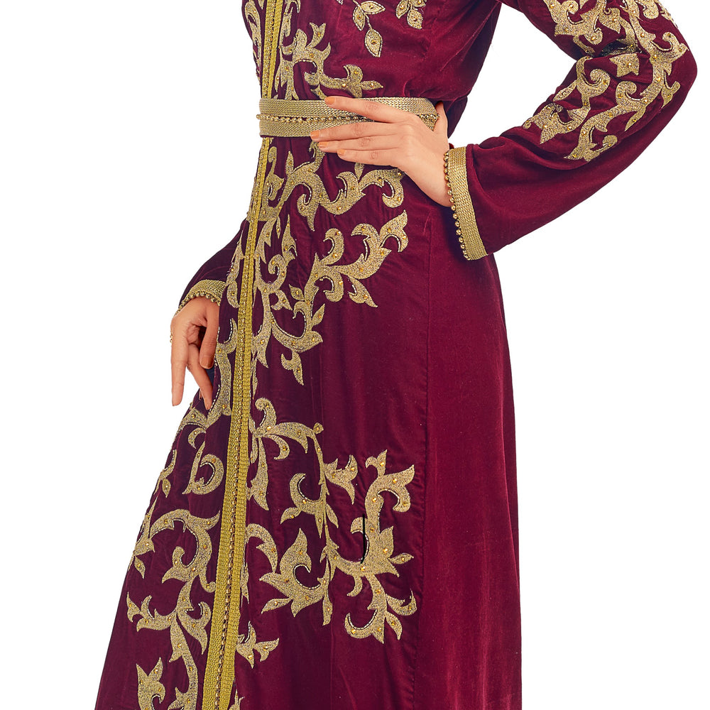 
                  
                    Wine Velvet Wedding Luxury Gown - Maxim Creation
                  
                
