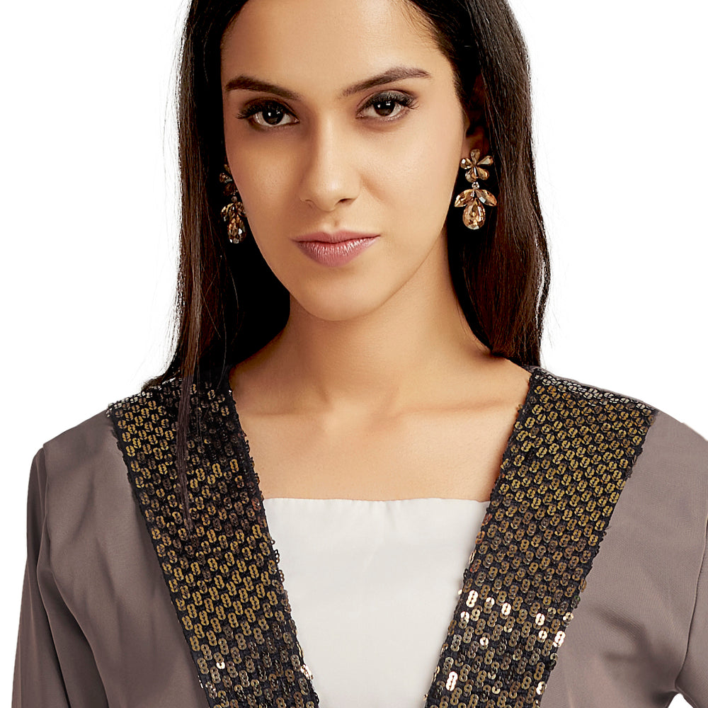 Designer Cardigan & Belt with Chic Embroidery Lace - Maxim Creation