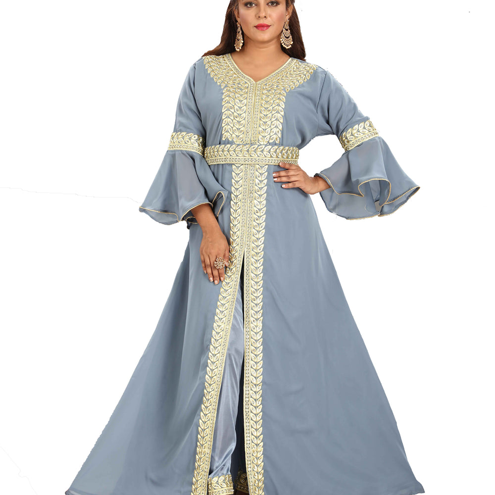 
                  
                    Arabian Kaftan With Long Bell Sleeve And Pant - Maxim Creation
                  
                