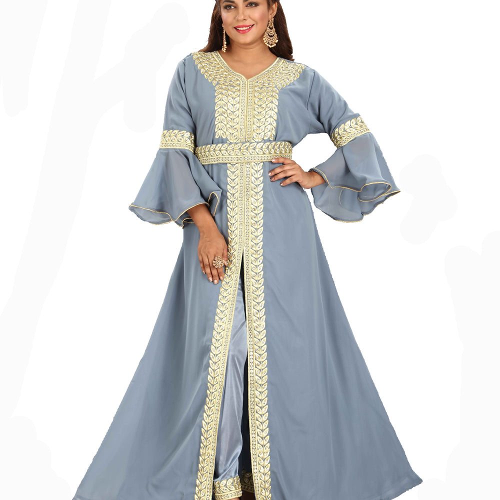 
                  
                    Arabian Kaftan With Long Bell Sleeve And Pant - Maxim Creation
                  
                
