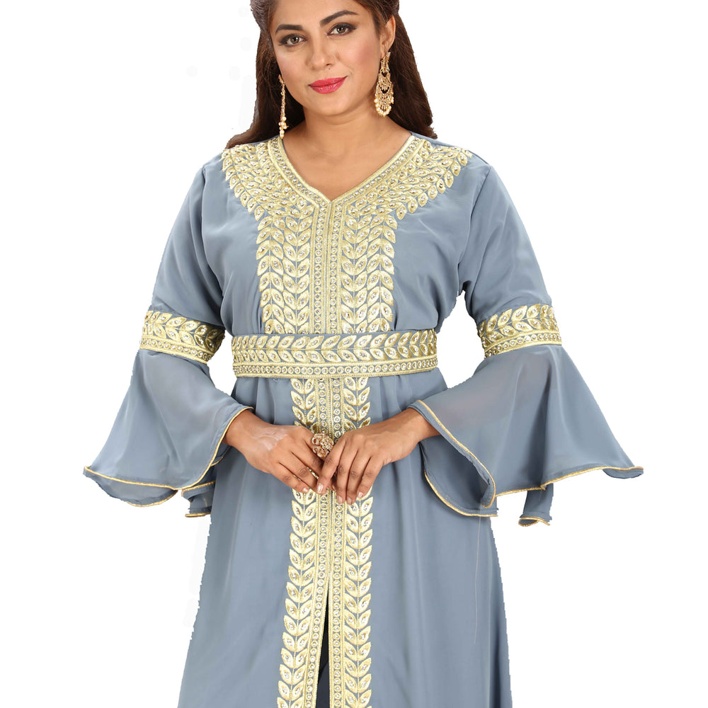 
                  
                    Arabian Kaftan With Long Bell Sleeve And Pant - Maxim Creation
                  
                