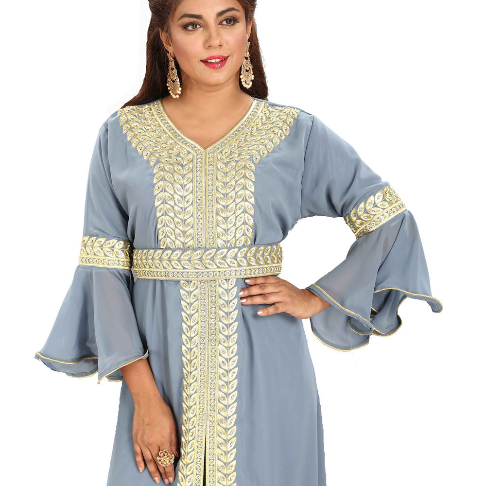 
                  
                    Arabian Kaftan With Long Bell Sleeve And Pant - Maxim Creation
                  
                