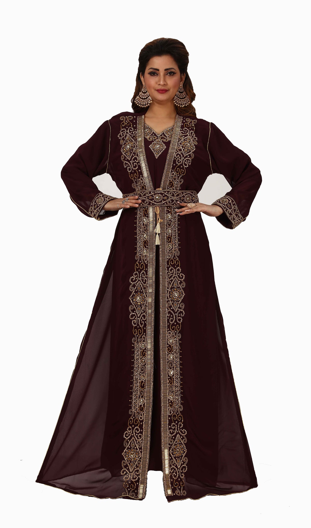 Traditional Dress Hand Embroidered Kaftan Gown - Maxim Creation