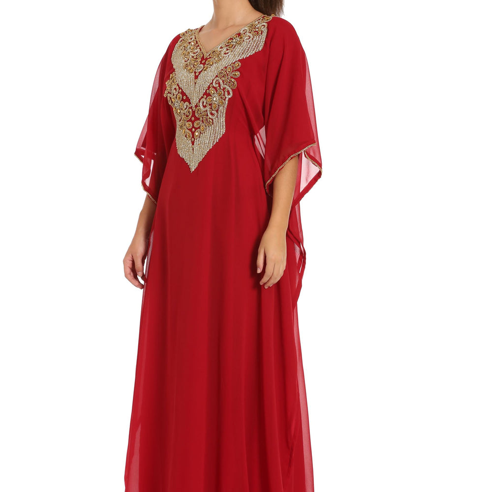 
                  
                    Hand Embroidery Kaftan in Red Georgette by Maxim Creation - Maxim Creation
                  
                