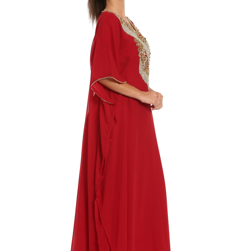 
                  
                    Hand Embroidery Kaftan in Red Georgette by Maxim Creation - Maxim Creation
                  
                