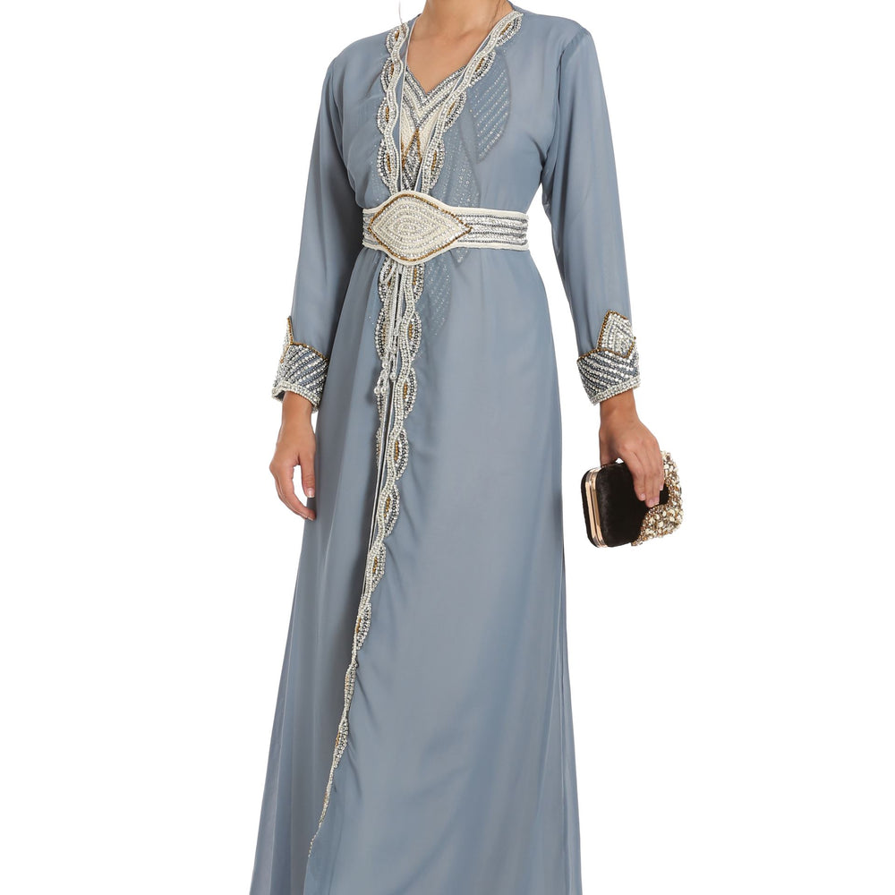 
                  
                    Grey Kaftan with Hand Embroidery 3pcs Maxi dress - Maxim Creation
                  
                