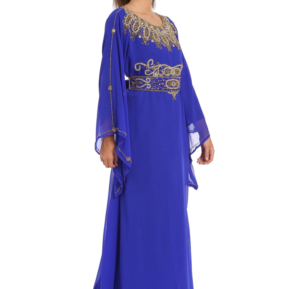 
                  
                    Royal Blue Maxi Gown Embroidered Arabian Kaftan Dress - Maxim Creation
                  
                