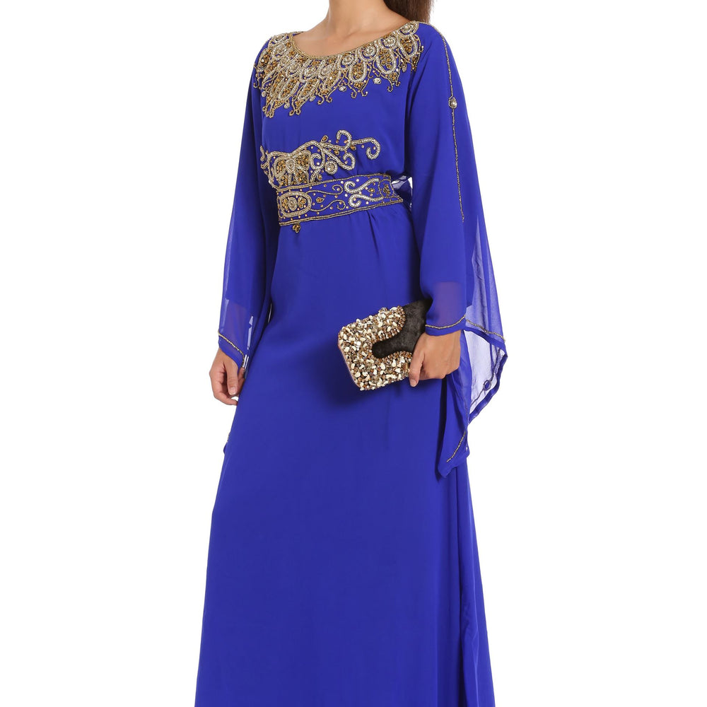 
                  
                    Royal Blue Maxi Gown Embroidered Arabian Kaftan Dress - Maxim Creation
                  
                