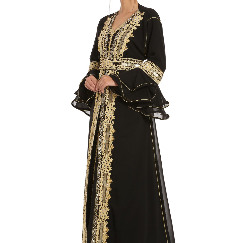 
                  
                    Black Abaya Kaftan Henna Party Dress with Long Bell Sleeve - Maxim Creation
                  
                