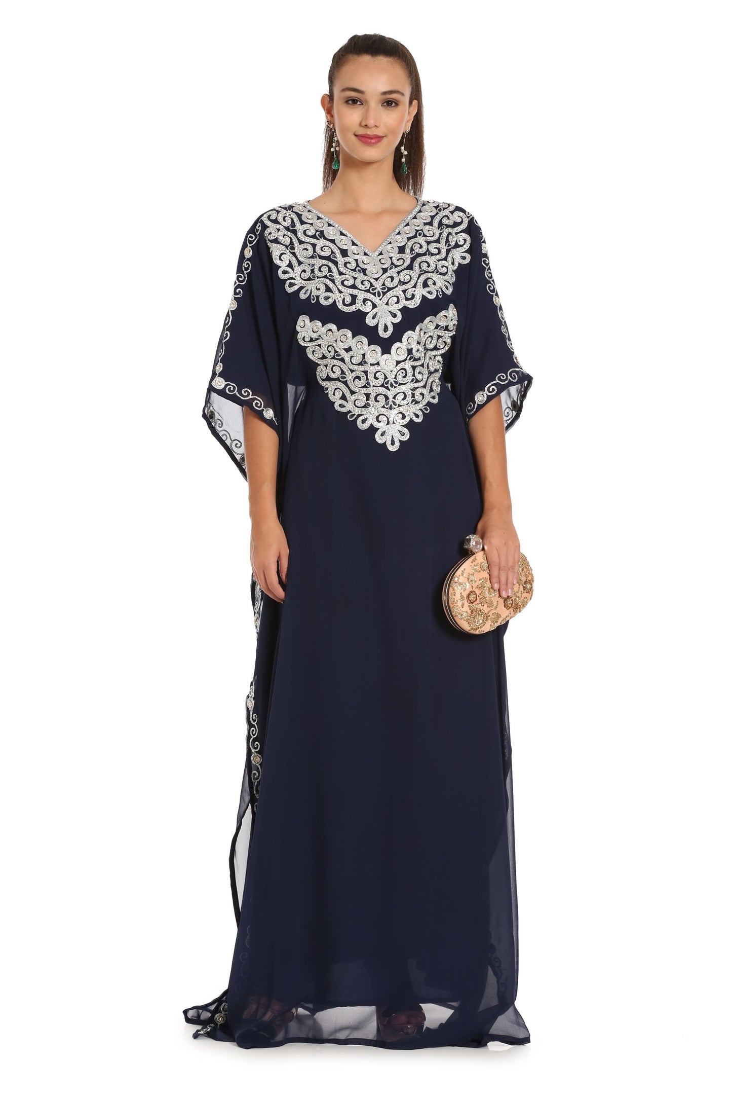 Arabian Farasha Maxi With Silver Embellishments & Beads - Maxim Creation